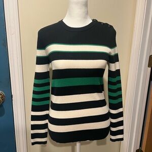 Lauren Ralph Lauren Black Knit Top with Shoulder Button Details